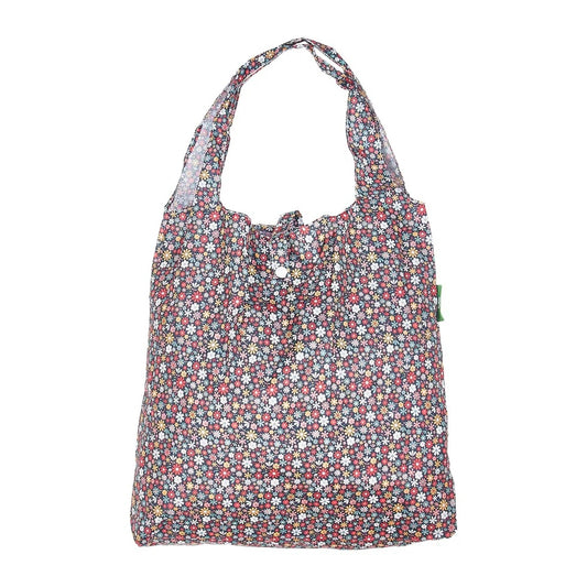 Eco Chic Foldable Reusable Shopping Bag Ditsy Black (EC-A04BK)