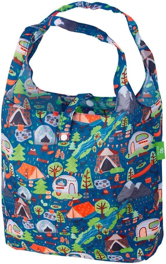 Eco Chic Foldable Reusable Shopping Bag Campsite Blue (EC-A83BU)