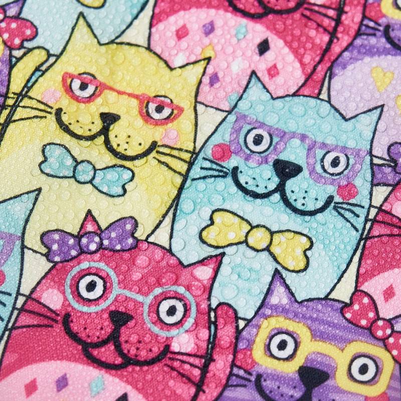 Eco Chic Lightweight Foldable Reusable Shopping Bag (Glasses Cats Multi)