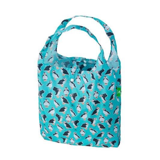 Eco Chic Foldable Reusable Shopping Bag Teal Puffin (EC-A29TL)