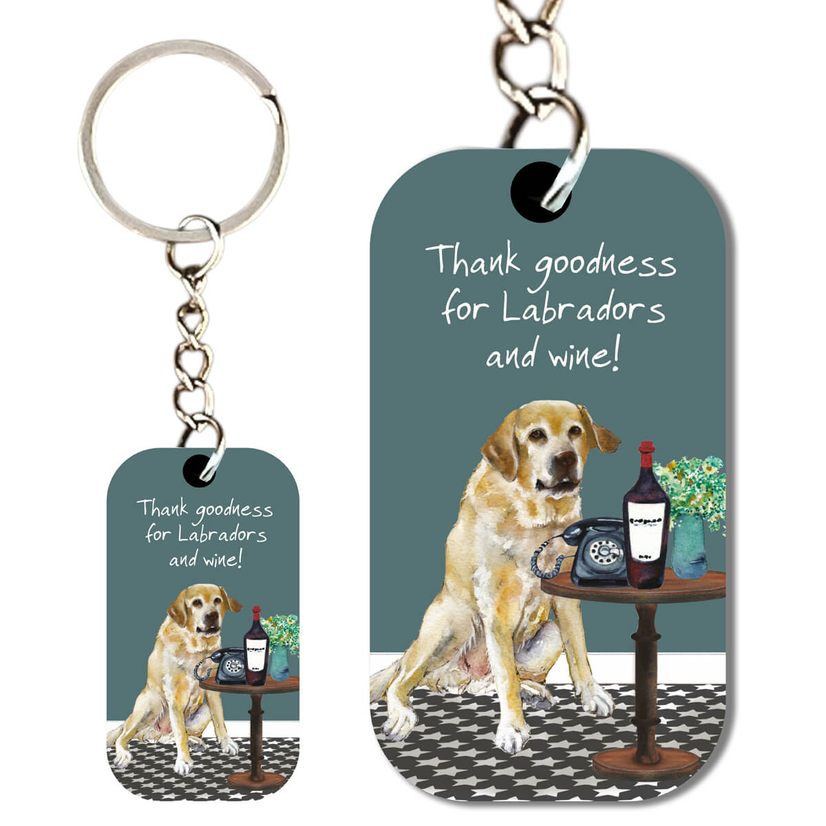 Golden Labrador & Wine Keyring