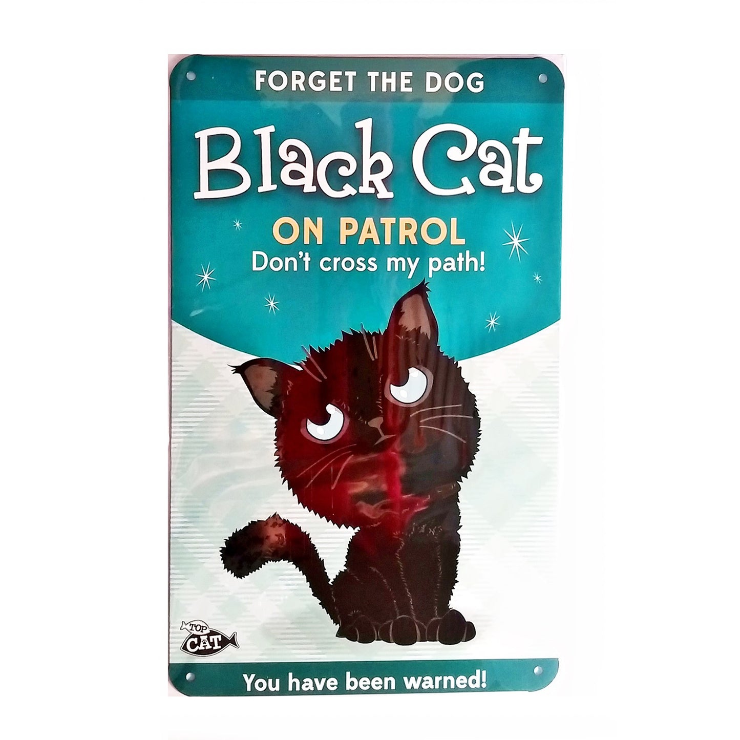 Wags & Whiskers Cat Sign/Plaque "Black Cat (patrol)" - Tin Plaque