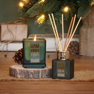 Small Jar candle & reed diffuser  winter pine & Cedarwood Bamboo Gift Set by Heart & Home