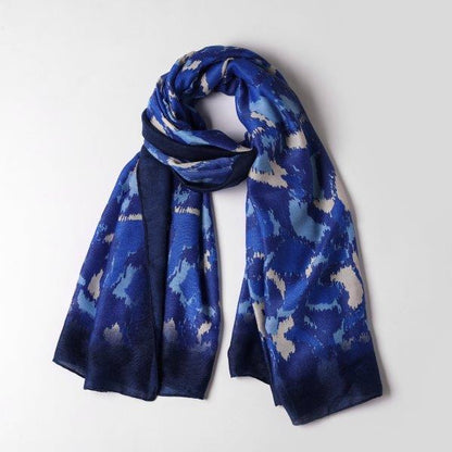 Mira Blue/Ikat Marble Print Scarf Made From Recycled Bottles