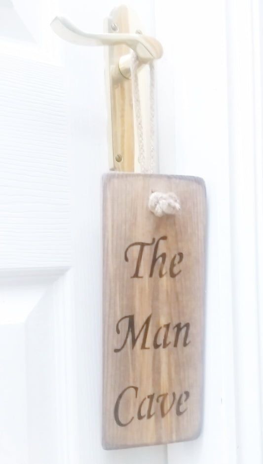 The Man Cave - Vintage shabby chic Wooden Door Hanger Sign By Austin Sloan