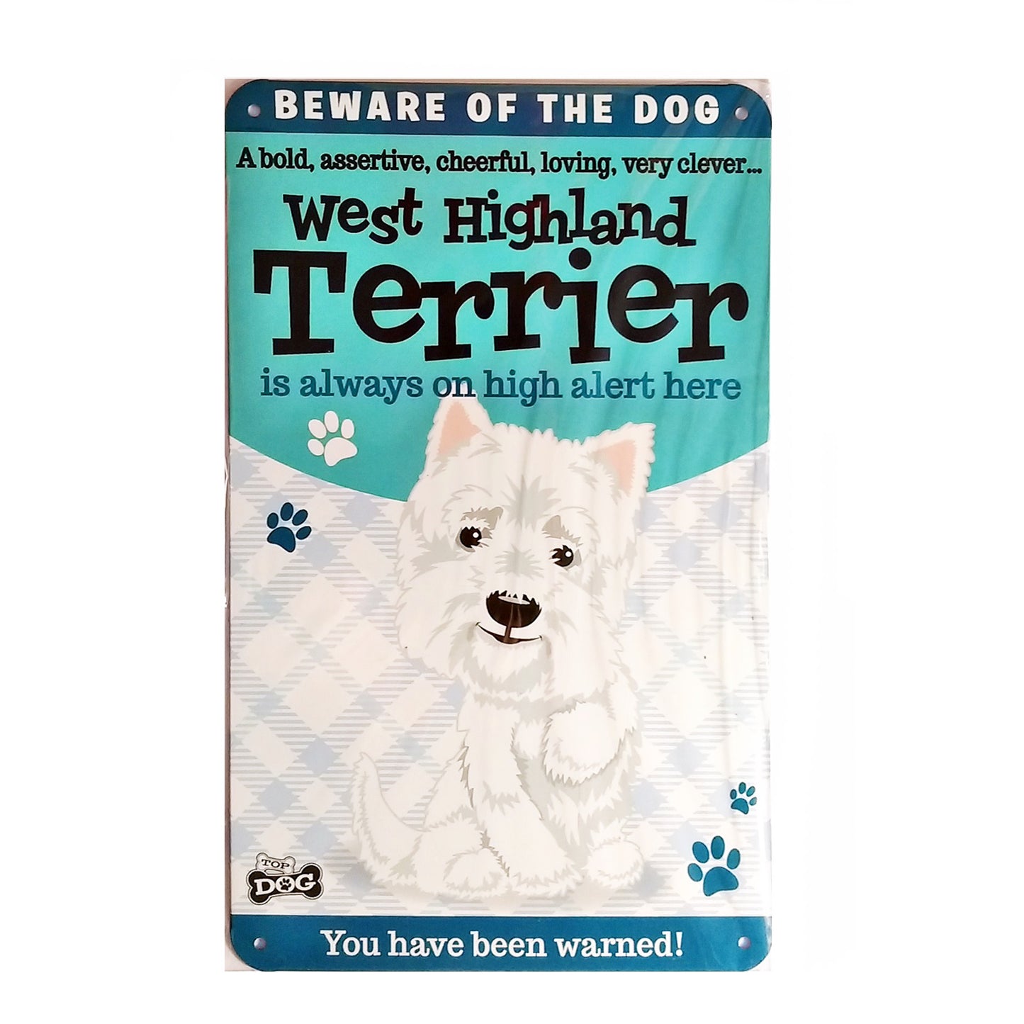 Wags & Whiskers Dog Sign/Plaque "West Highland Terrier" - Tin Plaque