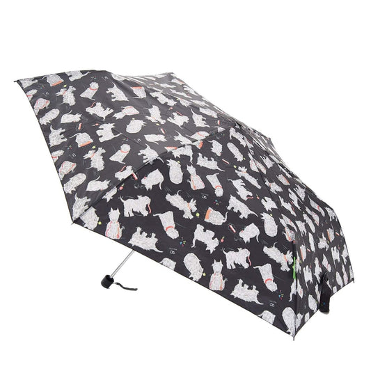 Eco Chic Compact Mini Umbrella/Handbag Brolly (Scatty Scotty - Black)…