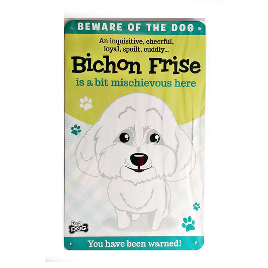 Wags & Whiskers  Dog Sign/Plaque "Bichon Frise" - Tin Plaque