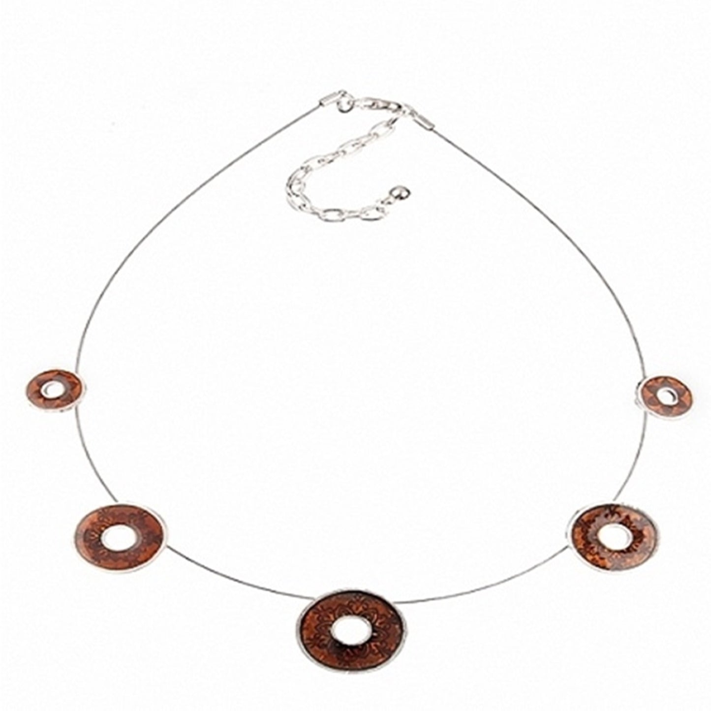 Brown Enamel Disk Necklace