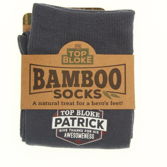 Top Bloke Mens Gift Socks for Him - A Natural Bamboo Treat for "Patrick"