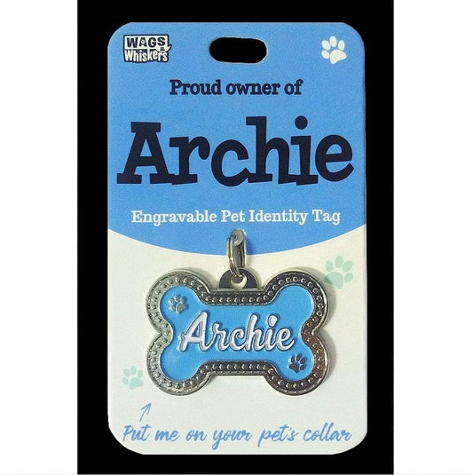 DESIRABLE GIFTS ARCHIE PERSONALISED WAGS & WHISKERS DOG PET TAG NAMES CAN NOT BE CHANGED
