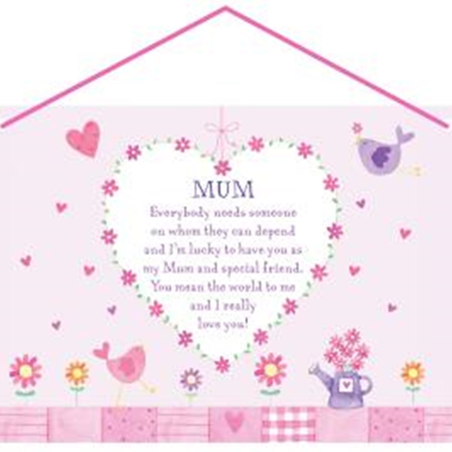 Hang Ups Mum - Rolled Tin Plaque with Coloured Cord