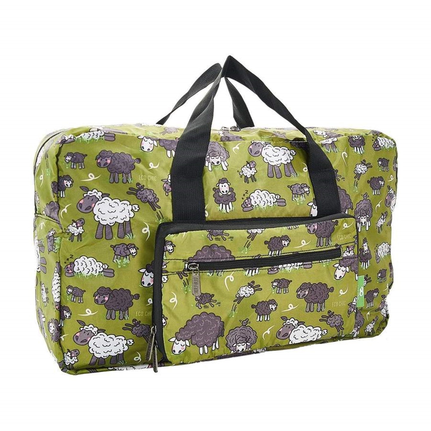 Eco Chic Lightweight Foldable Holdall Sheep (Green)
