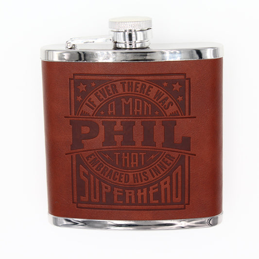 Top Bloke Mens Gift Hip Flask for Him -  Treat for "Phil"