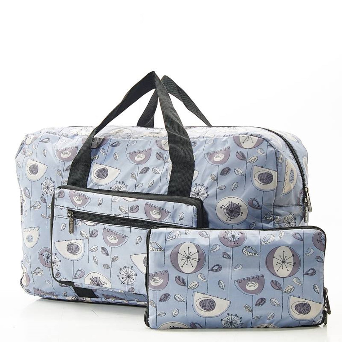 Eco Chic Lightweight Foldable Holdall 1950s Flower (Grey)