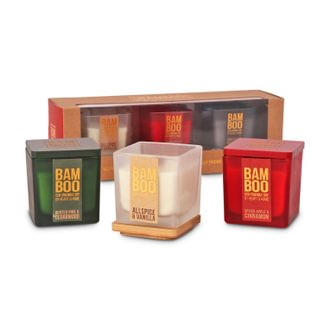 H & H Mini candle gift set allspice & Vanilla, spice apple & Cinnamon, crackling wood fire