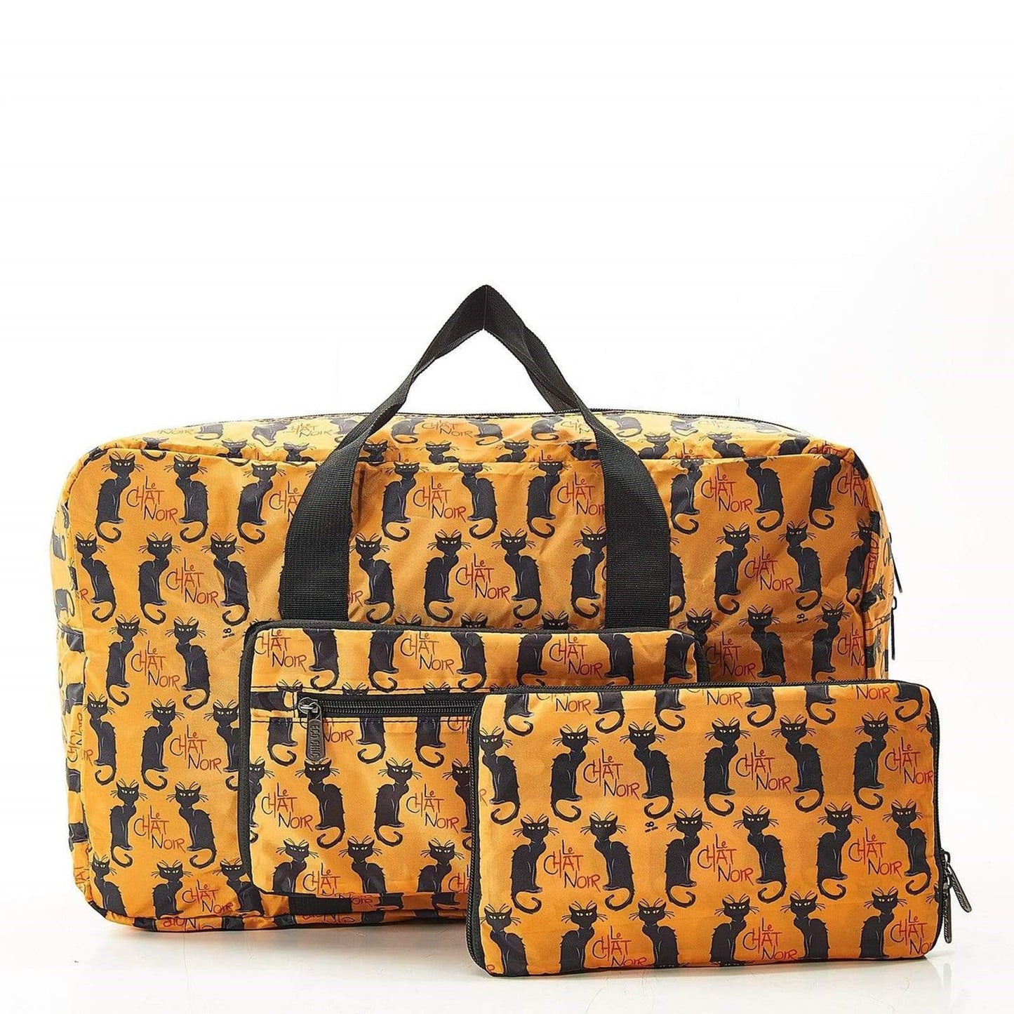 Eco Chic Recycled Cabin Approved 30 Litre Foldable Holdall (Le Chat Noir - Mustard)