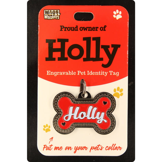 DESIRABLE GIFTS HOLLY PERSONALISED WAGS & WHISKERS DOG PET TAG NAMES CAN NOT BE CHANGED