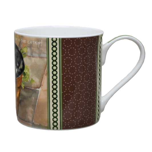 Tabby and White Cat China Mug Cat Nip