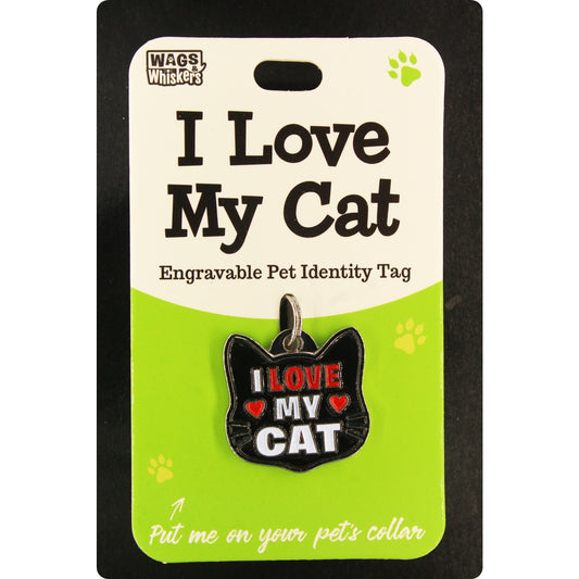 DESIRABLE GIFTS I LOVE MY CAT WAGS & WHISKERS CAT PET TAG I CAN NOT ENGRAVE THIS ITEM