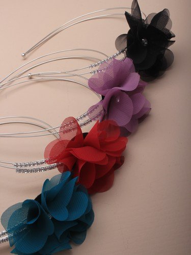 Dusky Purple Chiffon Flower, Crystal Diamonte Metal Headband Aliceband Fascinator