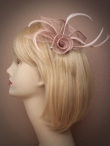 Ivory or Coffee Coiled Flower Fascinator Clip (Coffee)