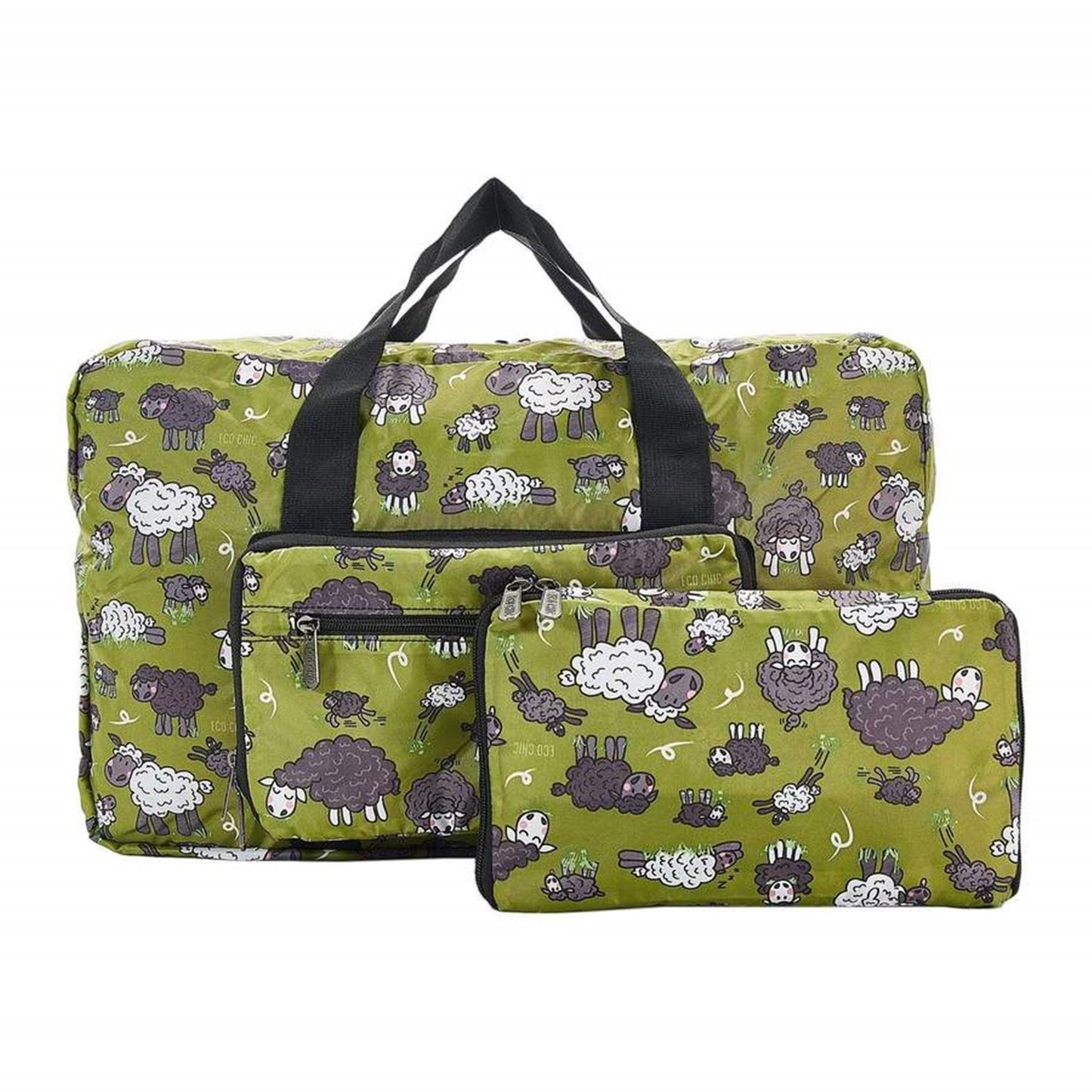 Eco Chic Lightweight Foldable Holdall Sheep (Green)
