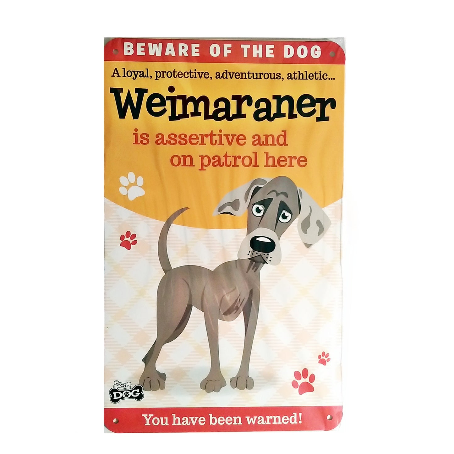 Wags & Whiskers Dog Sign/Plaque "Weimaraner" - Tin Plaque