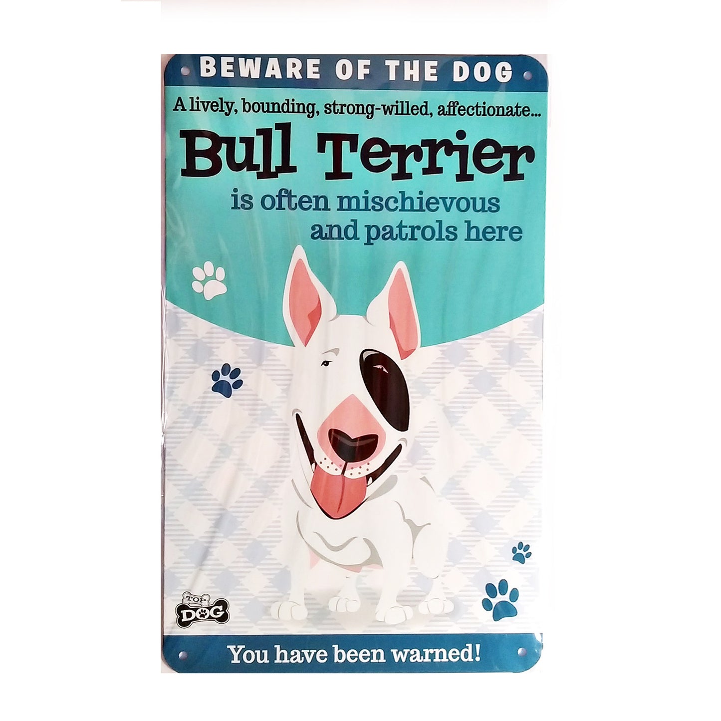 Wags & Whiskers Dog Sign/Plaque "Bull Terrier" - Tin Plaque