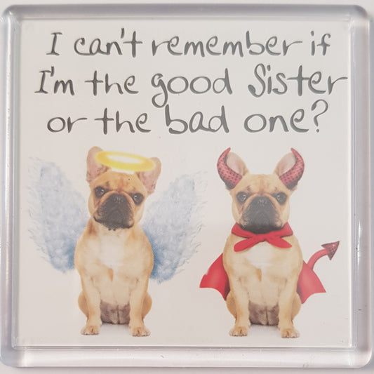 History & Heraldry Sentiment Fridge Magnet - Friends MAG-033 / I can't remember if I'm the good sister or the bad one?