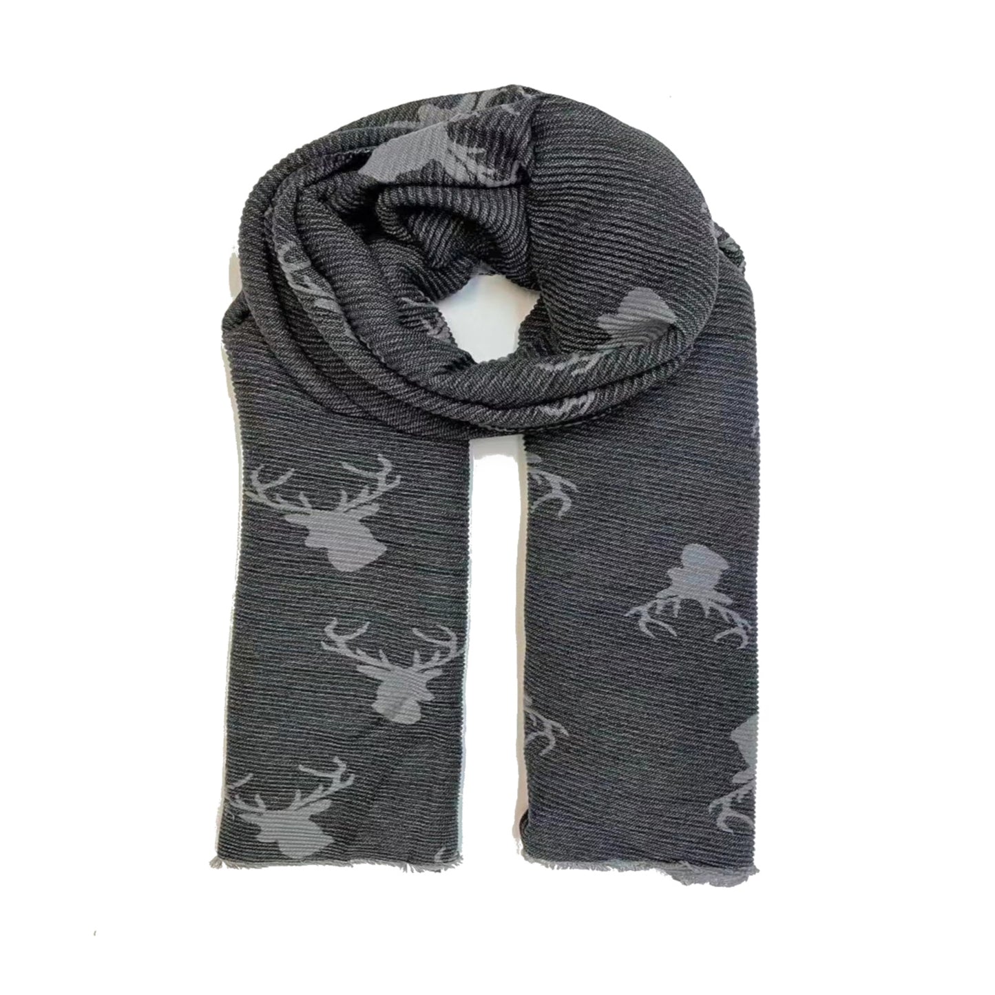 Reversible Black/Grey Stag Print Scarf