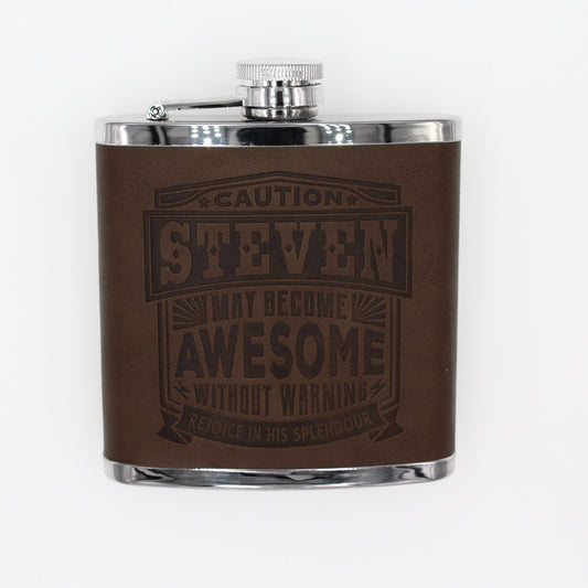 Top Bloke Mens Gift Hip Flask for Him -  Treat for "Steven"
