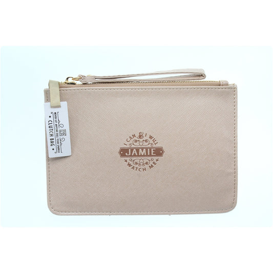 Clutch Bag With Handle & Embossed Text "Jamie"