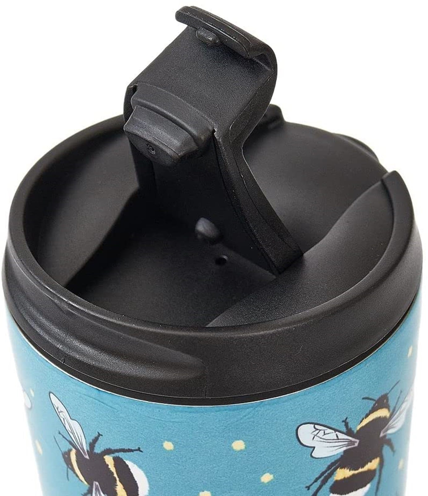 Eco Chic Reusable Thermal Coffee Cup | Stainless Steel Insulated Travel Mug with Leakproof Lid | Eco-Friendly and Reusable for Hot & Cold Drinks (Blue Bee, 380ml/13oz)