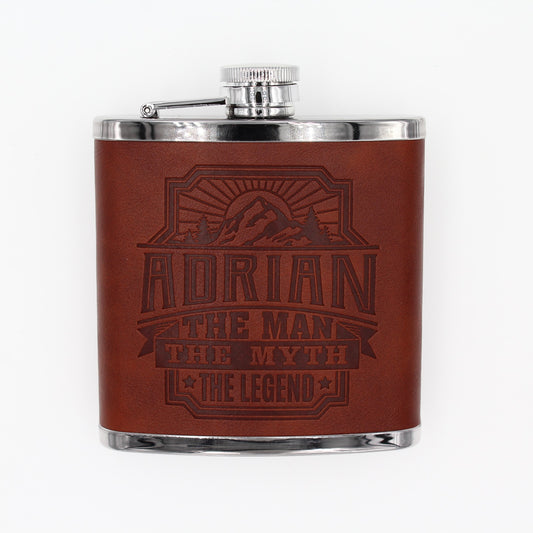 Top Bloke Mens Gift Hip Flask for Him -  Treat for "Adrian"