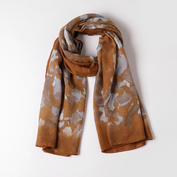Mira Camel/Ikat Marble Print Scarf Made From Recycled Bottles