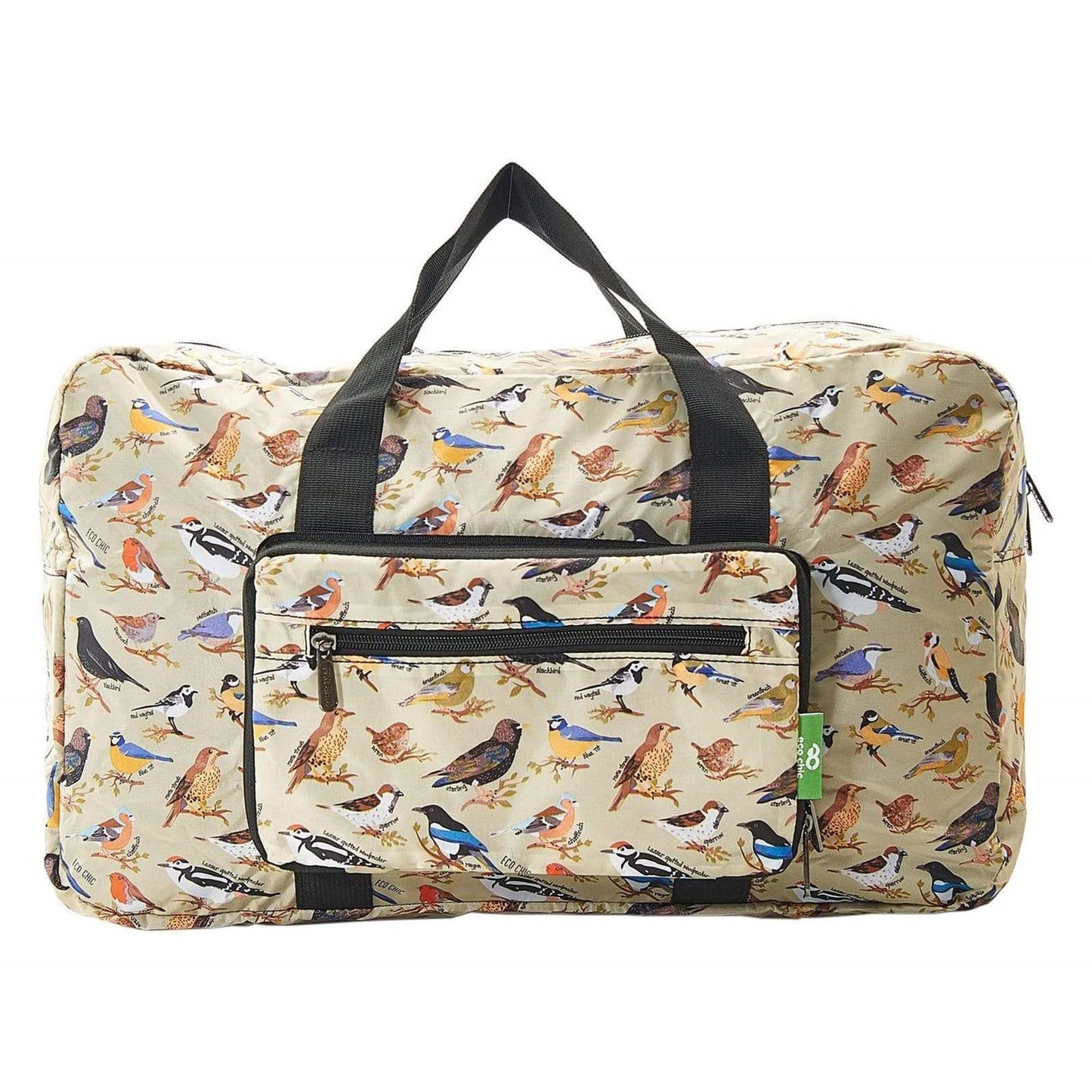 Eco Chic Lightweight Foldable Holdall Wild Birds (Green)