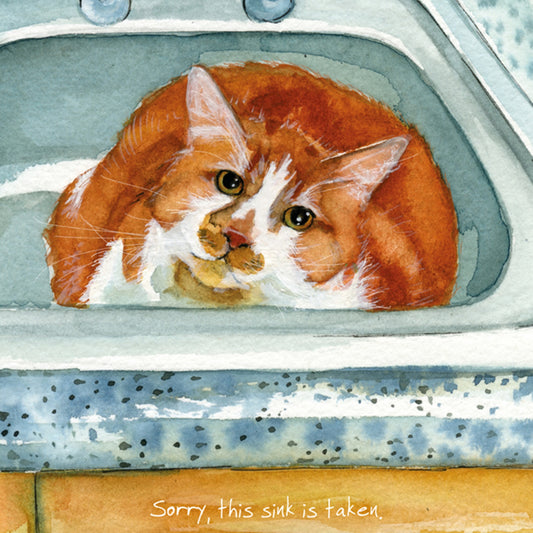 Ginger Cat Greeting Card - Sink Taken
