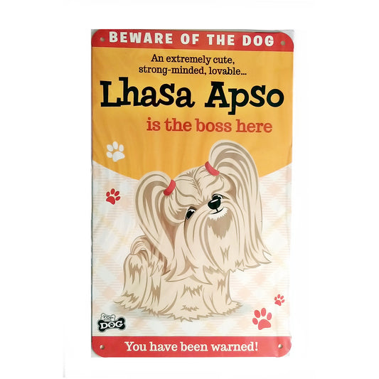 Wags & Whiskers  Dog Sign/Plaque "Lhasa Apso" - Tin Plaque