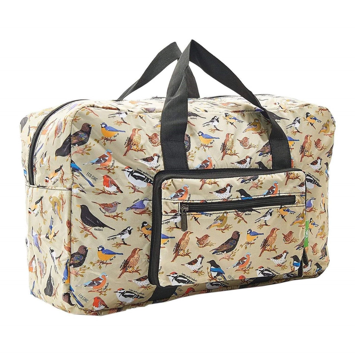 Eco Chic Lightweight Foldable Holdall Wild Birds (Green)