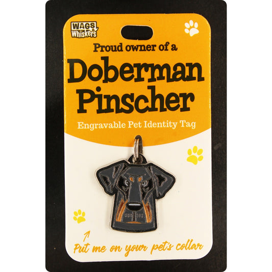 DESIRABLE GIFTS DOBERMAN PINSCHER WAGS & WHISKERS DOG PET TAG I CAN NOT ENGRAVE THIS ITEM