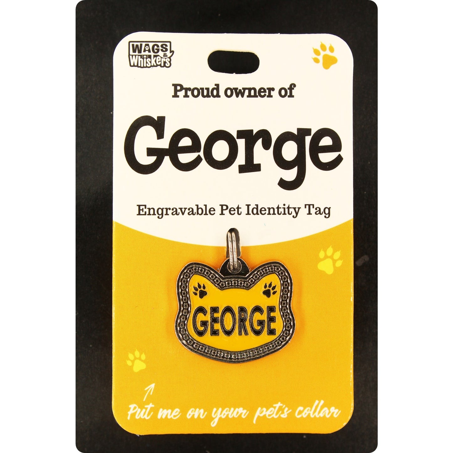 DESIRABLE GIFTS GEORGE PERSONALISED WAGS & WHISKERS CAT PET TAG NAMES CAN NOT BE CHANGED