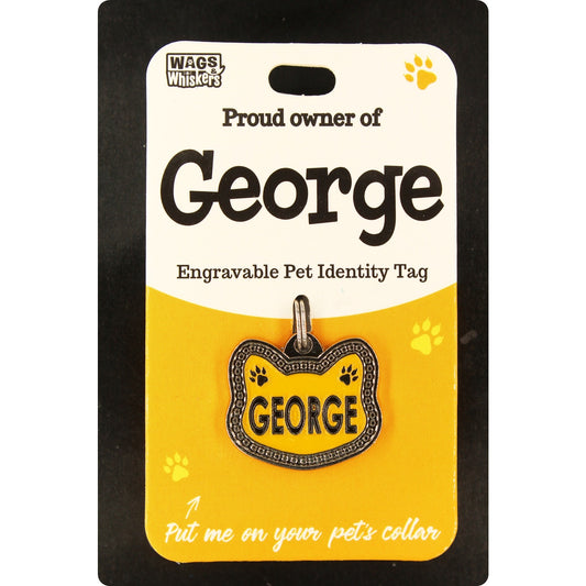 DESIRABLE GIFTS GEORGE PERSONALISED WAGS & WHISKERS CAT PET TAG NAMES CAN NOT BE CHANGED