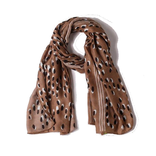 Erica Camel/Shadow Spotty Print Scarf Made From Recycled Bottles