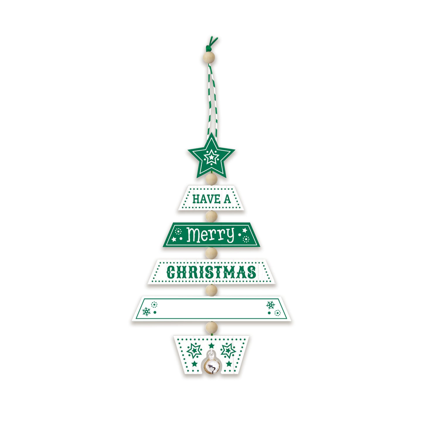 HH- Xmas Tree Decoration - Merry Xmas Gr/Wh