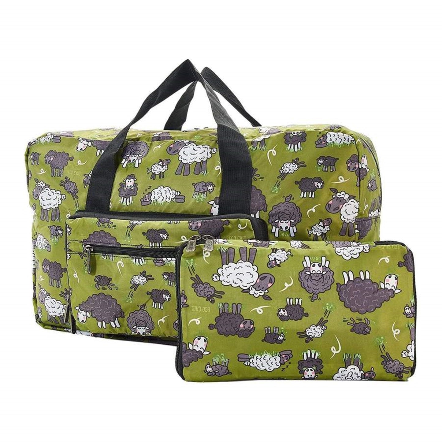 Eco Chic Lightweight Foldable Holdall Sheep (Green)
