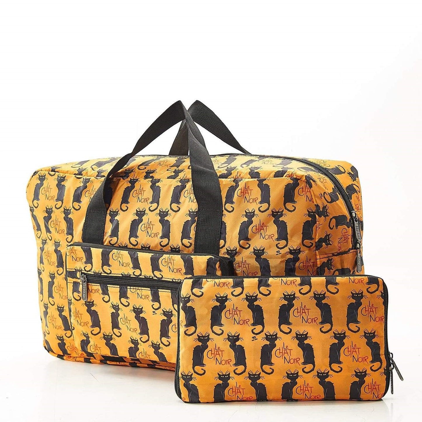 Eco Chic Recycled Cabin Approved 30 Litre Foldable Holdall (Le Chat Noir - Mustard)