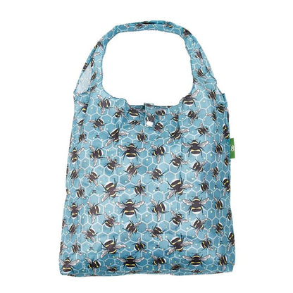 New Eco Chic 100% Recycled Foldable Bee Print Reusable Shopper Bag [EC-A42BU]