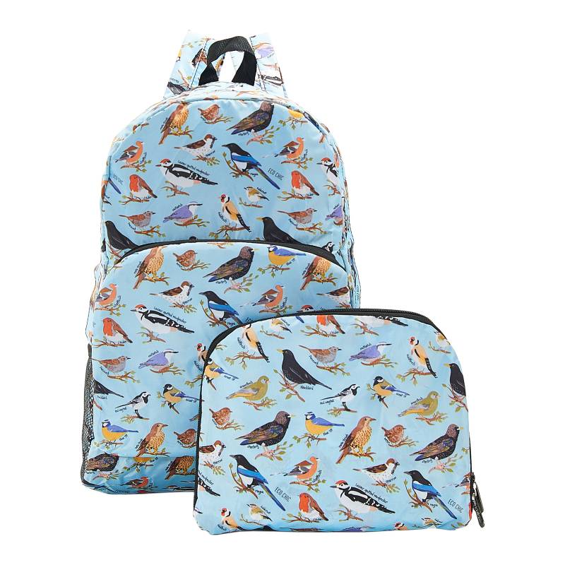 Eco Chic Lightweight Foldable Backpack (Wild Birds Blue) – Lilyrye