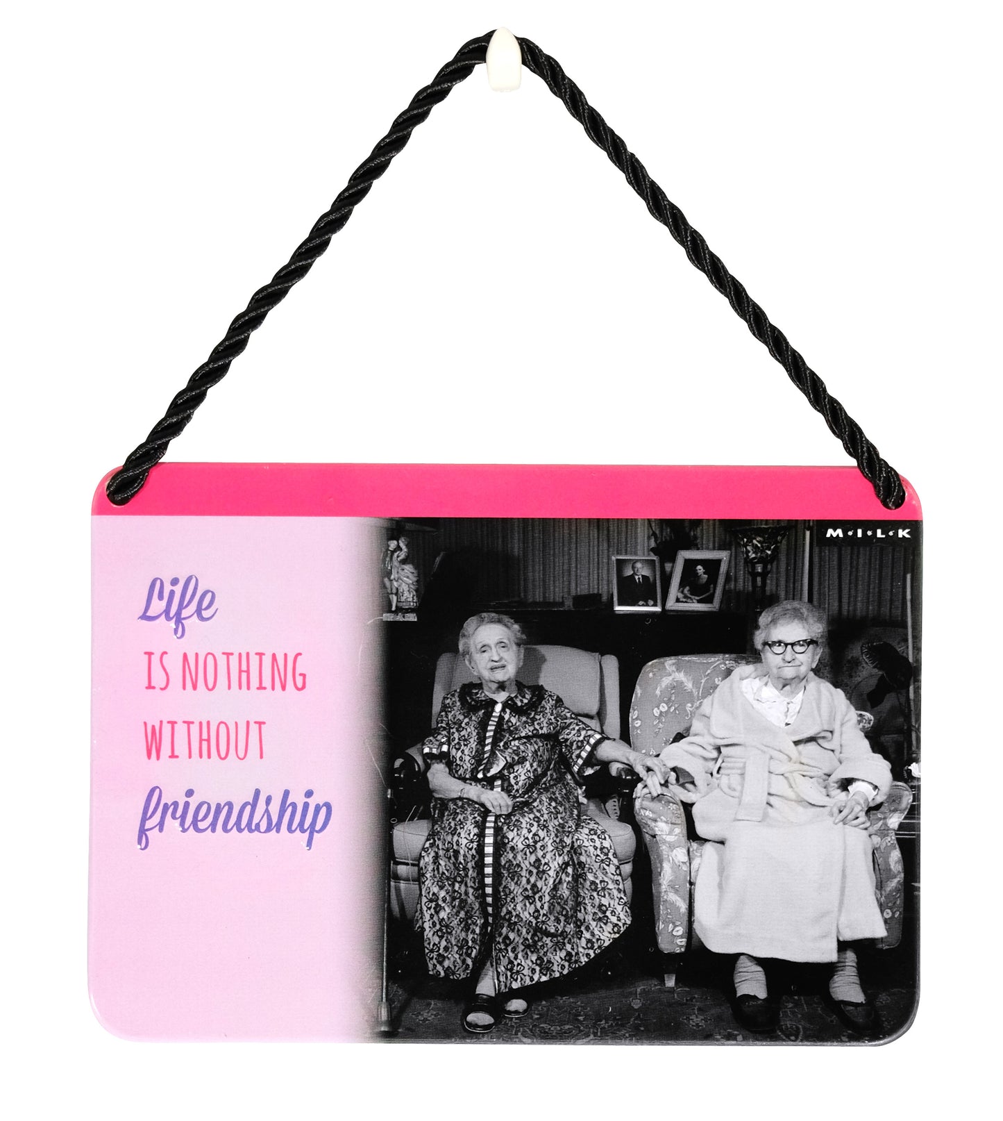 Hang Ups Dressing Gown Ladies - Rolled Tin Plaque with Coloured Cord